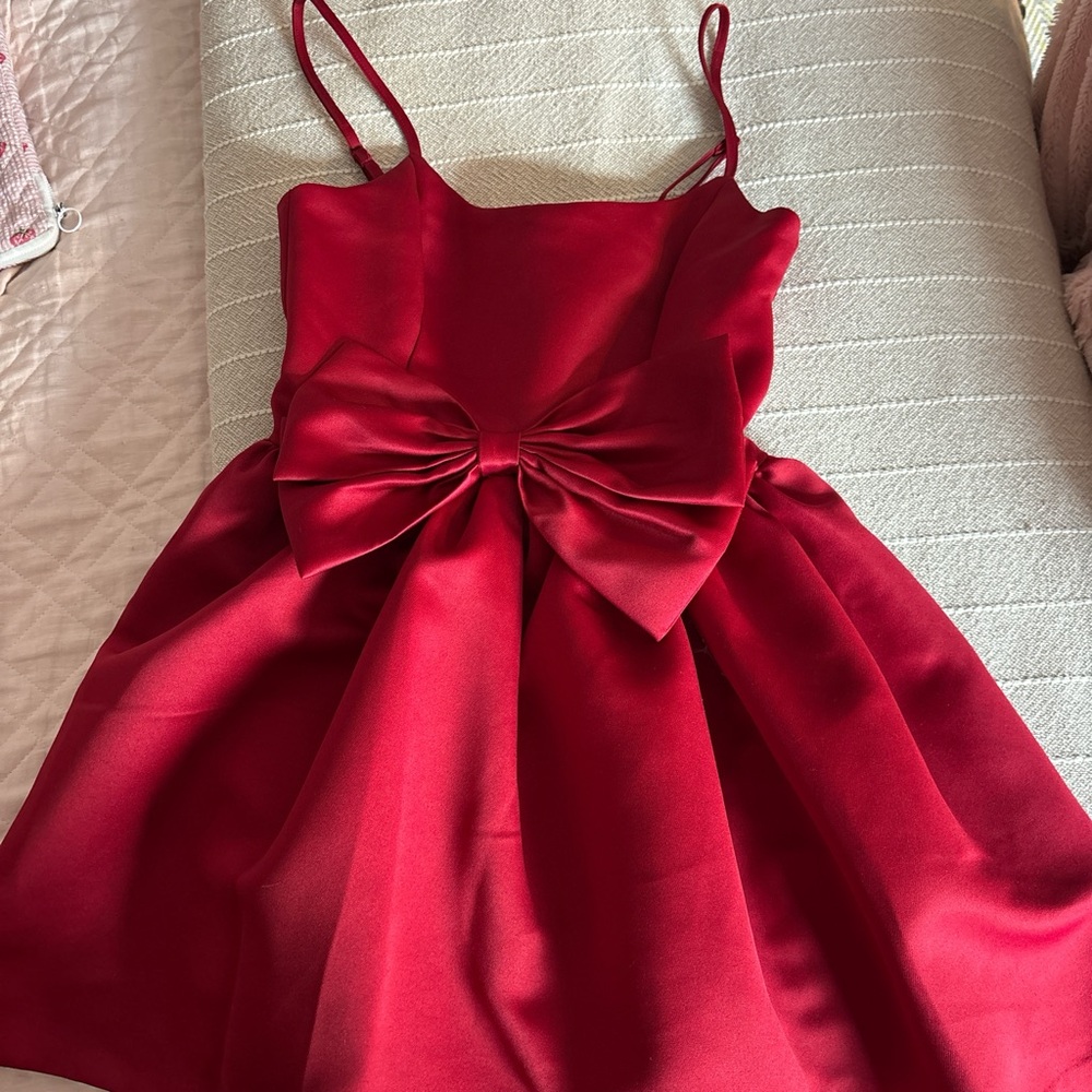 Aqua Red Satin mini dress size xs
